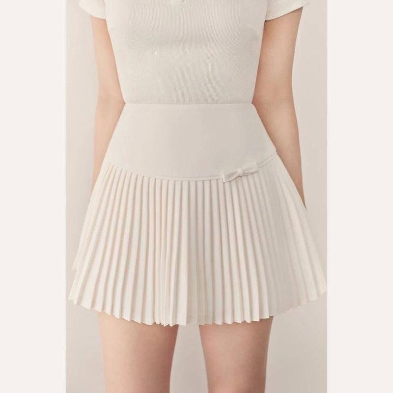 Chân váy xếp ly nhỏ phối nơ chân váy ngắn xoè tiểu thư Linly Store CV-N46