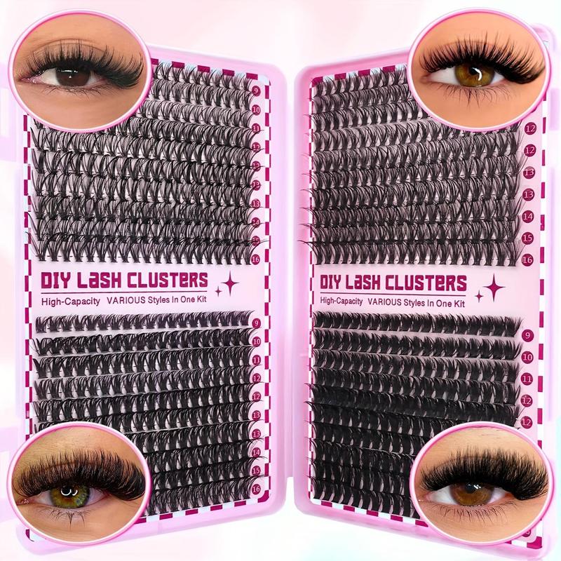 Product Introduction of Mixed Length Individual False Eyelashes with Eyelash Glue & Tweezers, 1 Set Natural Look Eyelash Extensions, Self Grafting Eyelash Clusters  for Women Makeup 8
