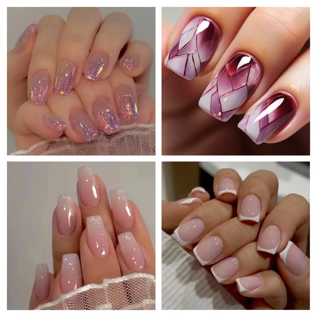 False Nails,24 Pieces/box,With Glue,Fake Nails,European and American Style,Press on Nails,Nail Patches,Reusable,Artificial Nails