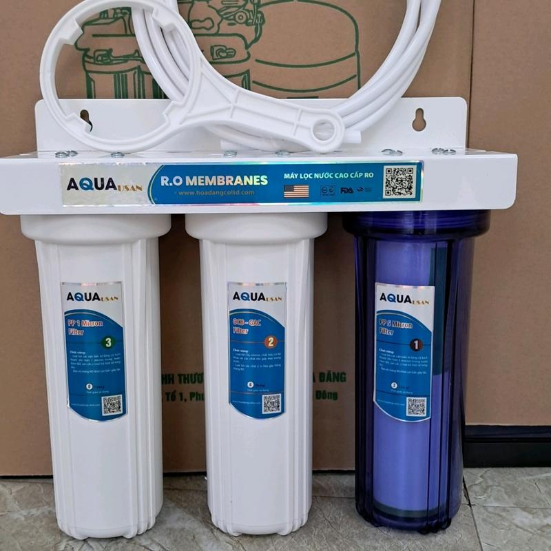 Bộ 3 lọc thô 10 inch + 3 lõi 123 kèm dây và cút full phụ kiện bộ lọc thô 3 cốc đầu nguồn thiết bị lọc nước màu ngẫu nhiên