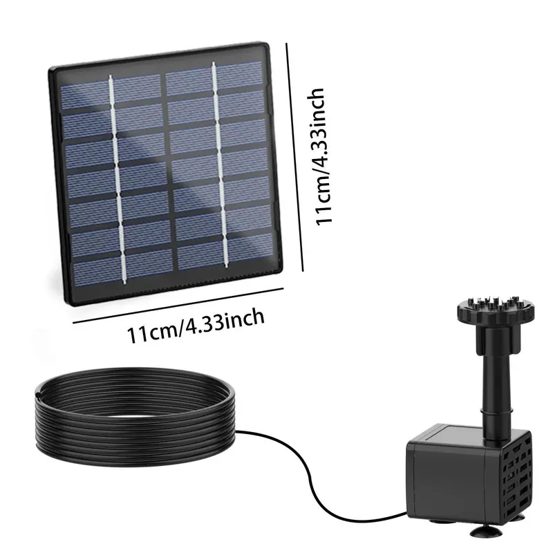 Solar Powered Fountain Pump, 1 Count Solar Fountain Pump with 6 Nozzles, Outdoor Water Feature for Bird Bath, Pond, Garden, Fish Tank 7