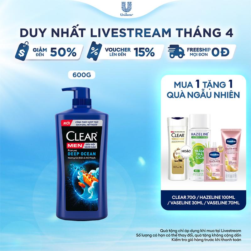 Dầu Gội Đầu CLEAR MEN Perfume Deep Ocean Hỗ Trợ Dưỡng Tóc, Chăm Sóc Tóc Ngăn Gàu Ngứa Và Lưu Hương Nước Hoa Đẳng Cấp 600G [1]