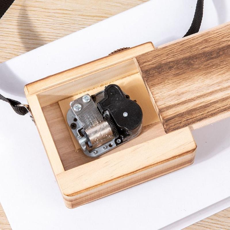 Product Introduction of Home Decor Wooden Music Box Vintage Exquisite Camera Ornament Creative Hand-Cranked Music Box Birthday 9