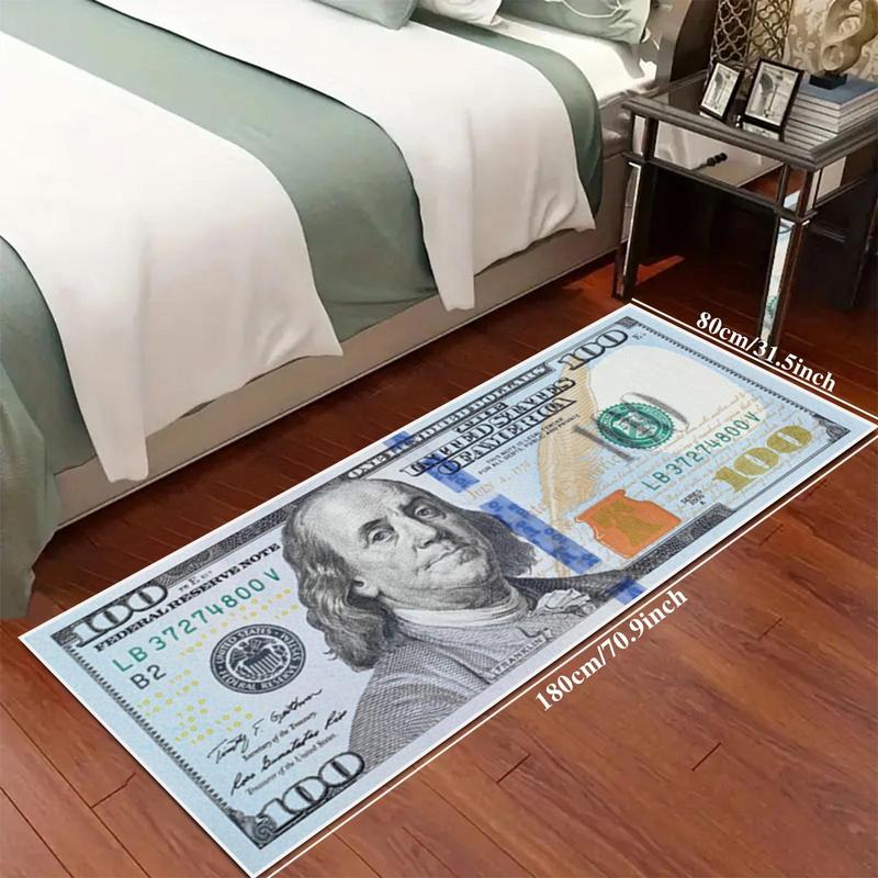 Creative 100 Dollar Pattern Rug, 1 Count Bedroom Decor Bedside Soft Carpet, Area Rug, Christmas Decor Thickened Fluffy Plush Floor Mat for Home Living Room Bedroom, Christmas Gifts, Christmas Decorations 2