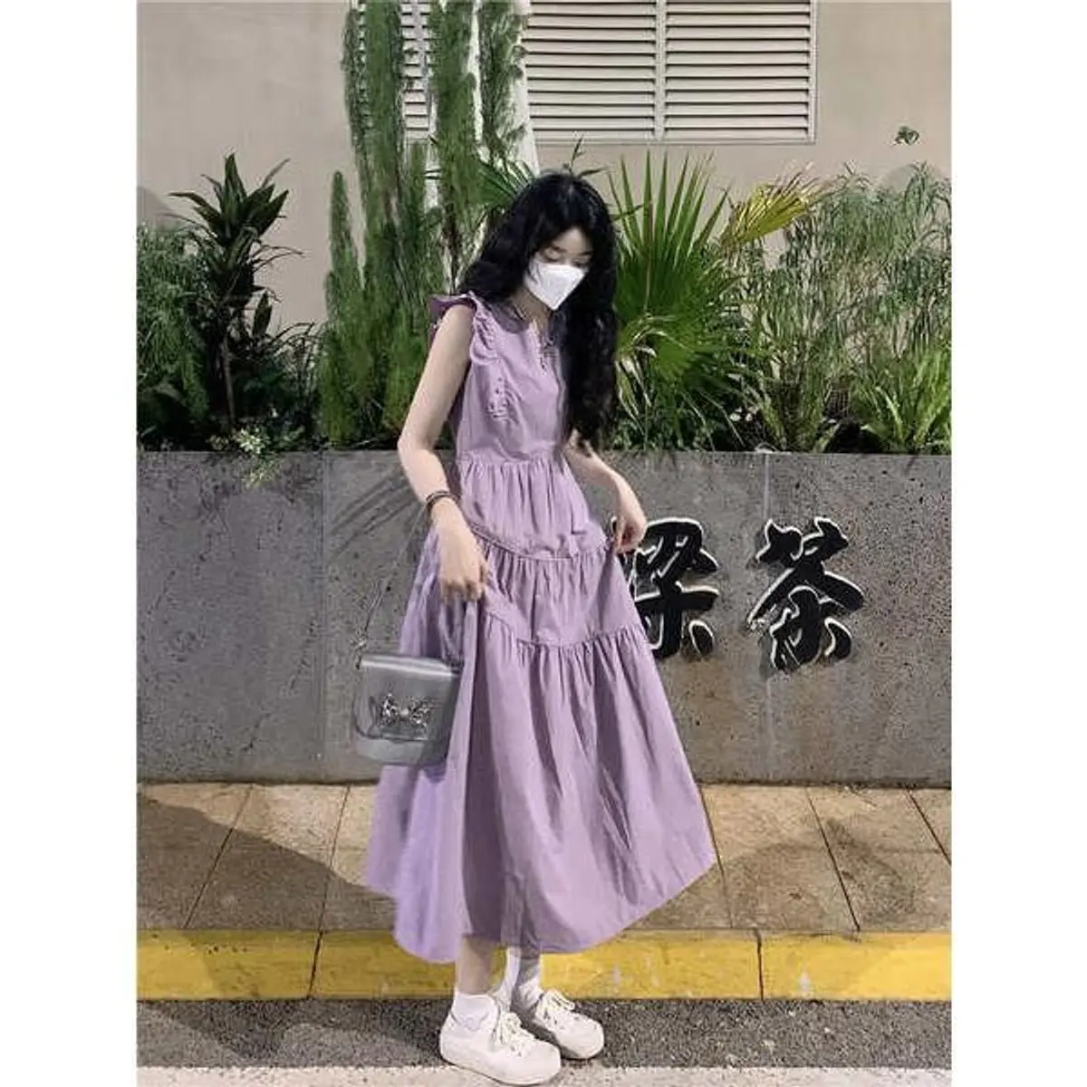 Đầm trơn xoè maxi nhẹ nhàng giá rẻ