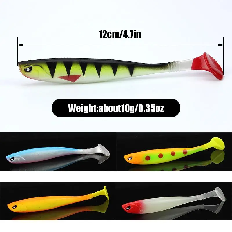 Special-shaped Eye T-tail Fishing Lure, 5 Counts/set Colorful Simulation Fishing Bait for Fishing Lovers, Soft Fishing Accessories for Outdoor Fishing 6