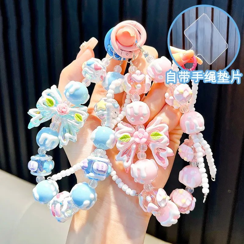 JJ44 Strap HP l Bag Charm l Gantungan HP Manik Pita Painting Manik Flower Jumbo Luxury Trending 0
