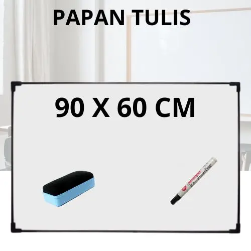 Papan Tulis Whiteboard Free Spidol Dan Penghapus (90 x 60)
