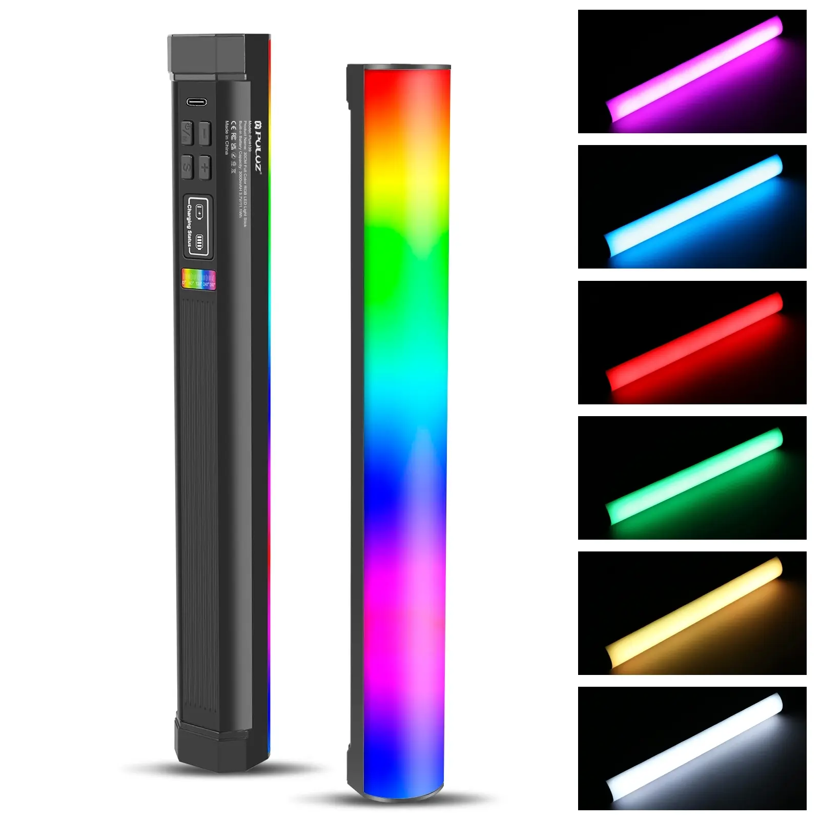 PULUZ PU4139 32cm/12.6in Portable RGB Light Stick Magnetic LED Tube Light Wand 10W Photography Fill Light 2500K-9000K Dimmable   21 Lighting Effect Built-in Battery for Vlog Live Broadcast Photography Videography