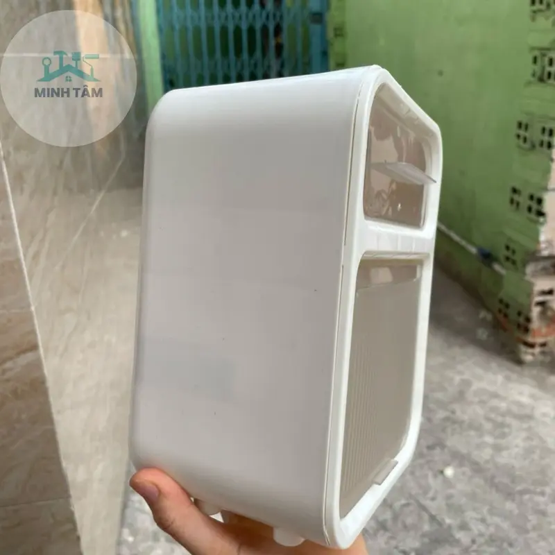 Hộp Đựng Giấy Vệ Sinh 2 Tầng Có Ngăn Kéo Gắn Tường. Kệ Đựng Đồ Nhà Tắm Toilet Đa Năng Ngăn Nước Kèm Miếng Dán Dính Tường 5