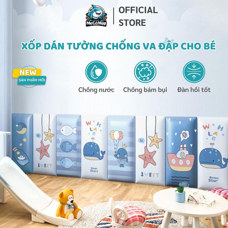 Miếng Xốp Dán Tường Cao Cấp Chống Va Đập Cho Bé, Tấm Xốp Dán Tường Hình Hoạt Hình 3D Trang Trí , Decor Phòng Ngủ