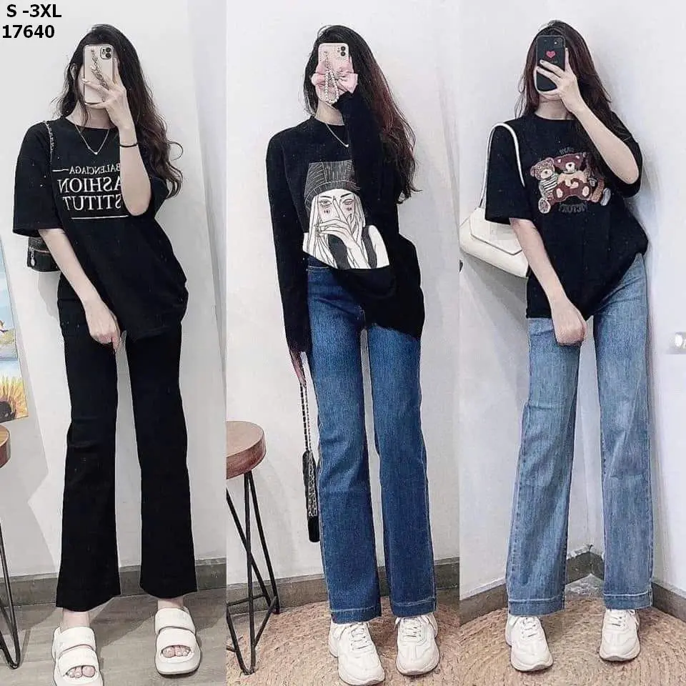 Quần jean ống Đứng nữ lai to chất co giãn - HẰNG CLOTHING