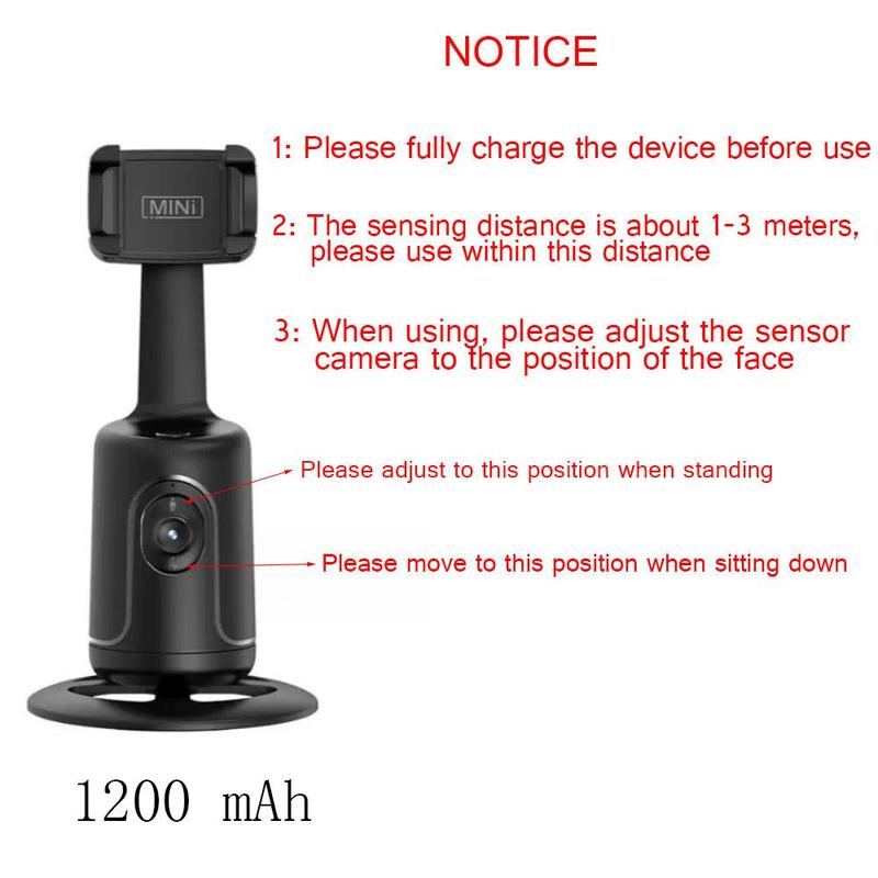 360° Rotation Smart Auto Face Tracking Tripod Holder, Portable Cellphone Holder for Live Vlog Streaming Video, Smartphone Support, Selfie Tools, Men's Gadgets, Selfie Accessories, Phone Camera Mount 8