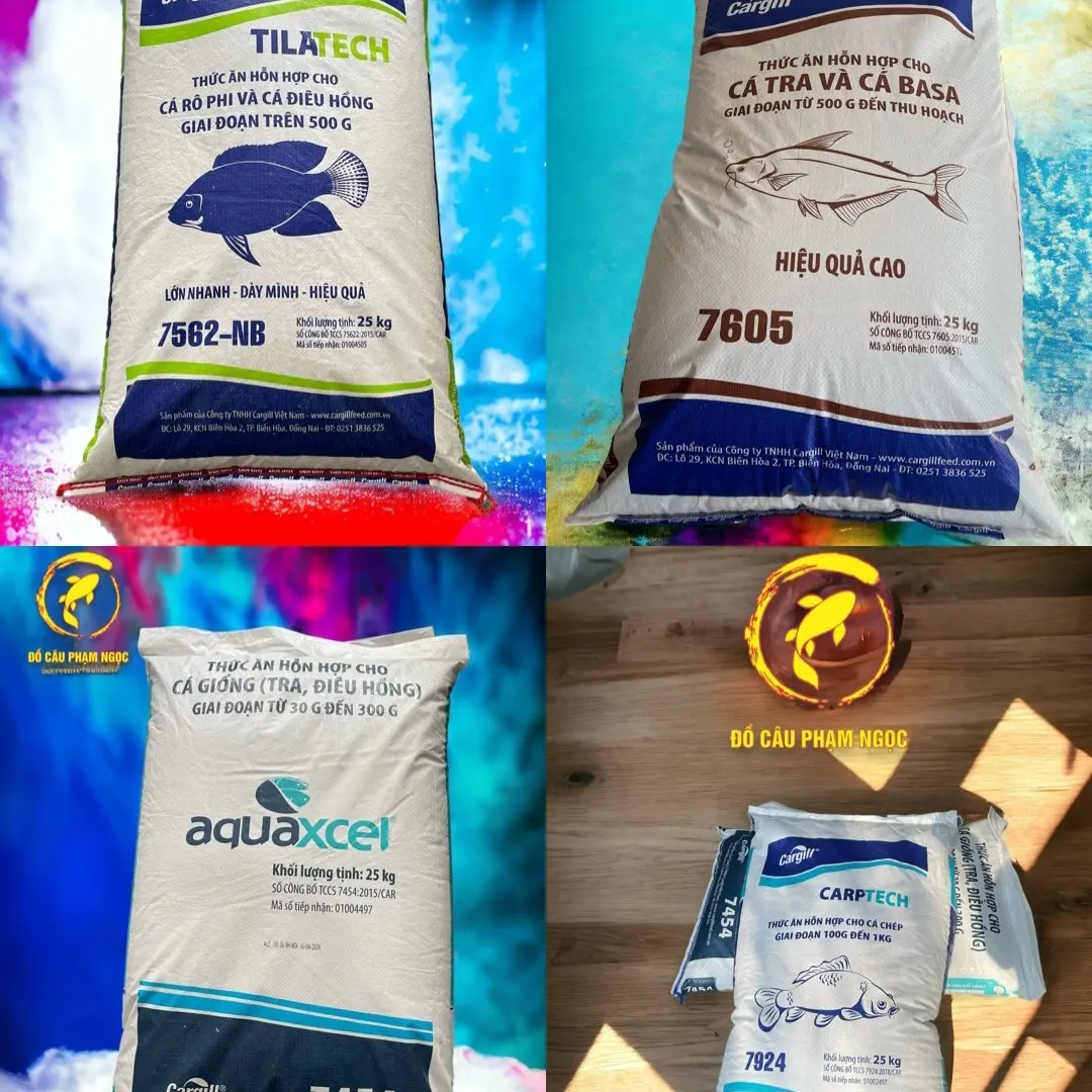 Cám xay theo bài cám xay sẵn  1kg , cám câu cá cargil can  phao moicau