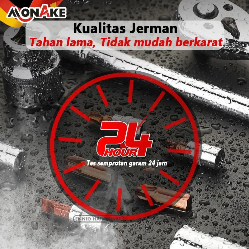 MONAKE Kunci Sok Set 61/82/94 pcs Set (COD) Lengkap Kunci Mata Sok 1/2'' and 1/4'' inch Set Potong Kunci Pas Alat Set Cincin 24 gigi Wrench Rachet alat perkakas lengkap motor Rachet Handle 5