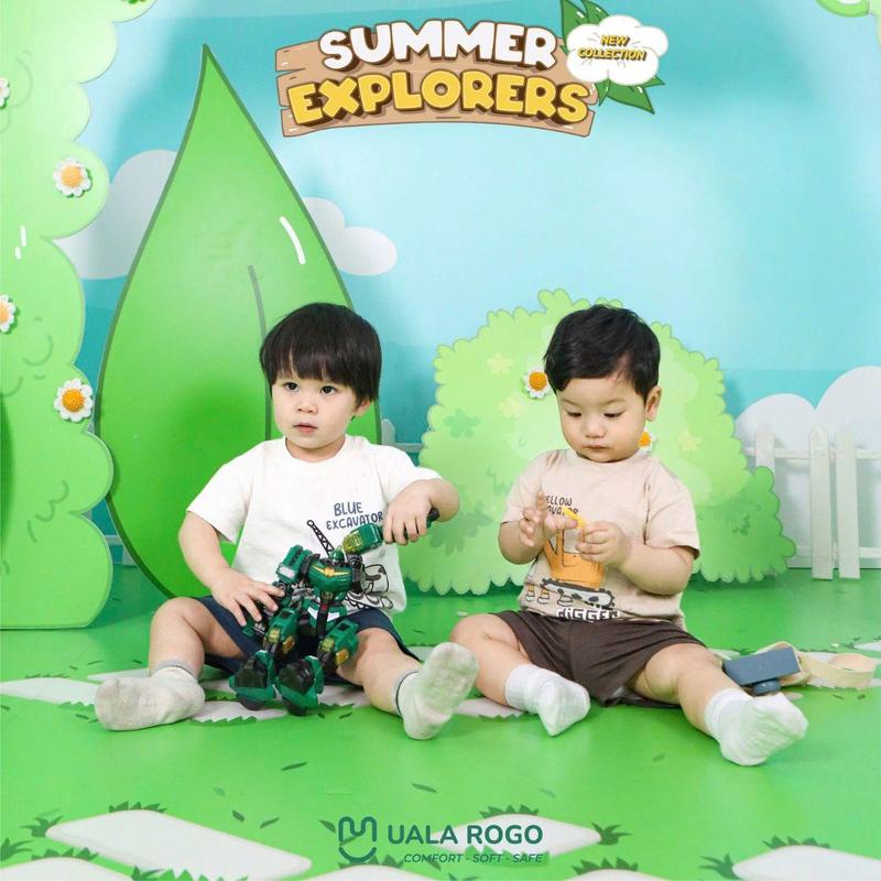 Product Introduction of Đồ bộ bé trai bé gái Ualarogo cộc tay mặc nhà 1-5 tuổi vải Cotton Sớ Gỗ thấm hút co giãn mềm mại 3829 52