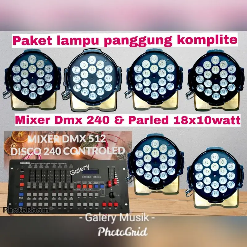 Paket Parled 6 unit parled 18x10watt Redsun Fullcolor warnanya lbh tajam dan lbh terang, 1 unit Mixer dmx 512_240controlled Buat Tempat Disco, DJ, Night Club, Panggung, Pertunjukan Langsung, Pesta, Event, Dancing Hall, Konser, Bar, dll.