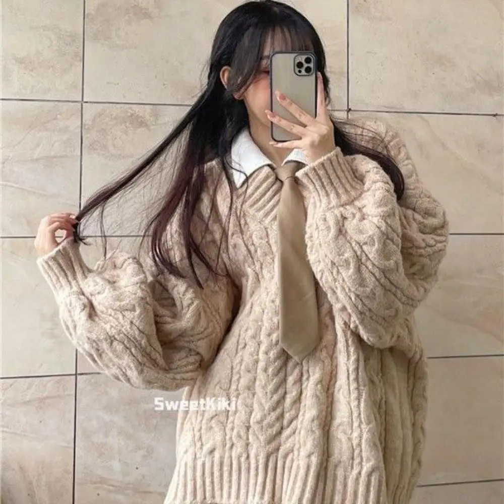 RICH-THEY Áo Len Dáng Rộng Cổ Chữ V Dày Dặn Áo Len Cardigan Dệt Kim Mới Thời Trang Thu Đông Dành Cho Nữ | BigBuy360 - bigbuy360.vn RICH-THEY Áo Len Dáng Rộng Cổ Chữ V Dày Dặn Áo Len Cardigan Dệt Kim Mới Thời Trang Thu Đông Dành Cho Nữ | BigBuy360 - bigbuy360.vn