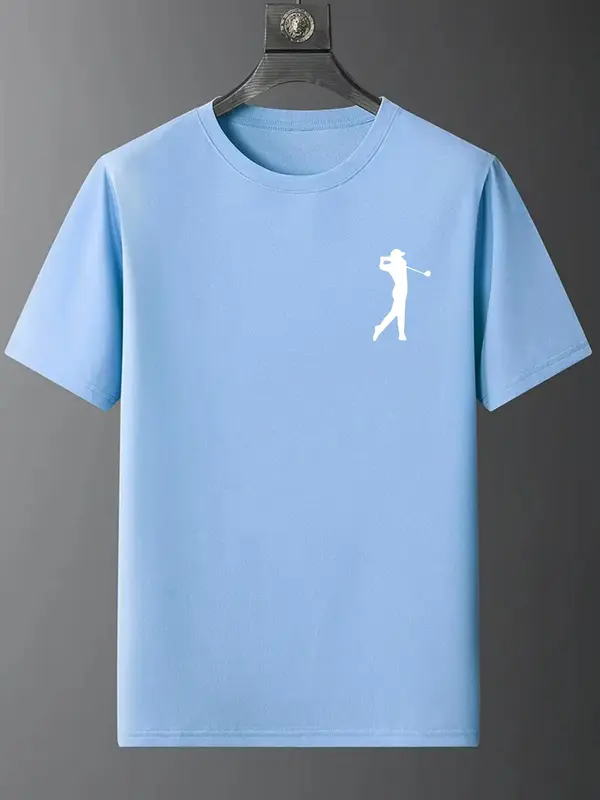 Men's Figure Print Round Neck Tee, Casual Regular Fit Short Sleeve T-shirt for Summer, Fashion Men's Top for Daily Wear 8