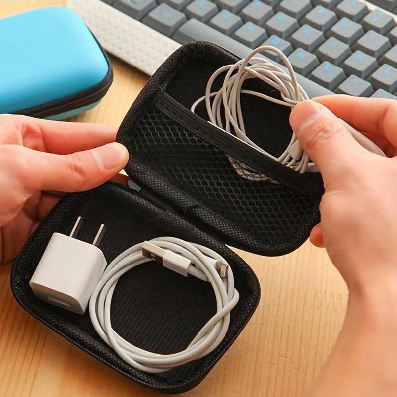 Data Cable Storage Bag, 1 Count Portable Zipped Travel Electronics Organizer, Multifunctional Storage Pouch for Home Office, Data Cable Organizer Supplies 5