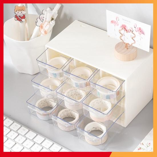 Hộp Nhựa 9 Ngăn Đựng Phụ Kiện Siêu Xinh Để Bàn