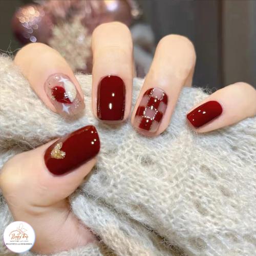 Sét 24 móng tay giả kèm keo dán thời trang cho nữ, sang trọng, dễ thương-Happy Shop