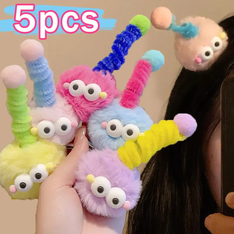 Funny Doll Hairpins Clip Women Girl Cartoon Plush Little Monster Cute Antenna Briquettes Big Eye Doll Headwear Barrettes