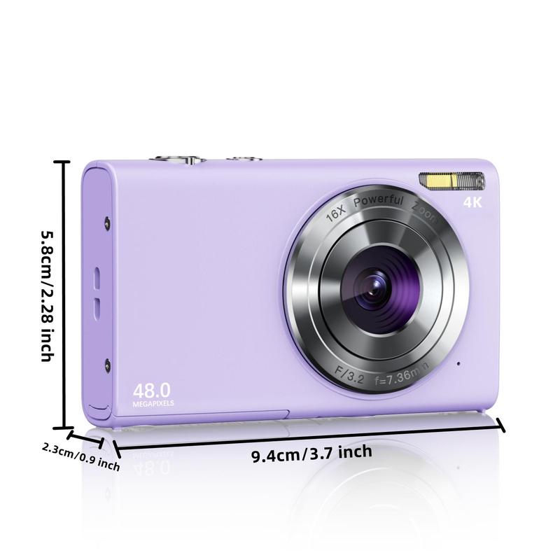 48MP 4K Digital Cameras, Portable 16X Zoom Digital Cameras with 32G TF Card & Charging Cable & Operating Manual, High Definition Digital Camera for Outdoor Sports, Stocking Fillers Gift 7