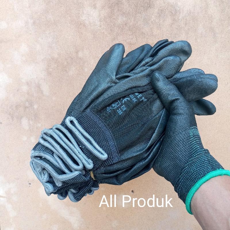 GROSIR 12 Pasang sarung tangan comet hitam safety kerja berkendara palmfitpu glove Karet 0