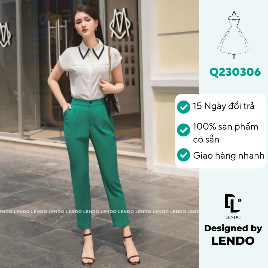 Quần Baggy Chéo Hàn LENDO Q230306 Nữ Pants