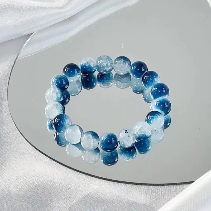 Starry Sky Blue Glass Bracelet Ins Niche Design High-Value Unisex Student Versatile Crystal Bracelet Original Design