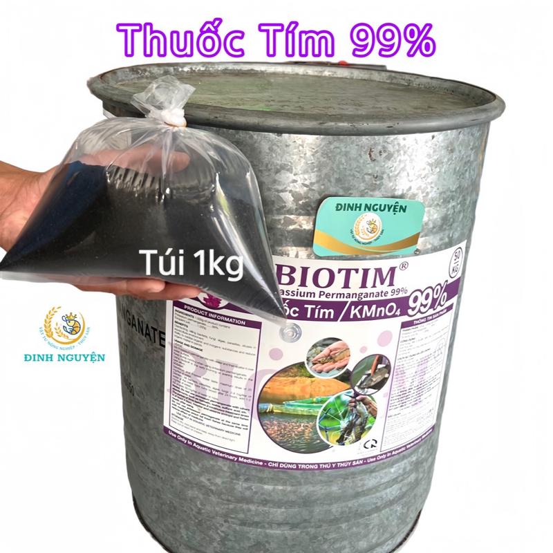 Túi 1kg BIOTIM 99% - Thuốc Tím KMnO4 dùng để xử lý nước và diệt khuẩn hồ cá cảnh ao nuôi thủy sản