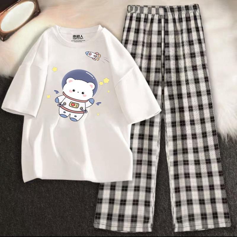 (FREESHIP) Sét Áo phông Gấu phi hành giavàquần karo, Đồ UNISEX mặc ở nhà và đi chơi, chất đẹp, mặc không xù Bé Xinh Shop  Fashion Shop 4