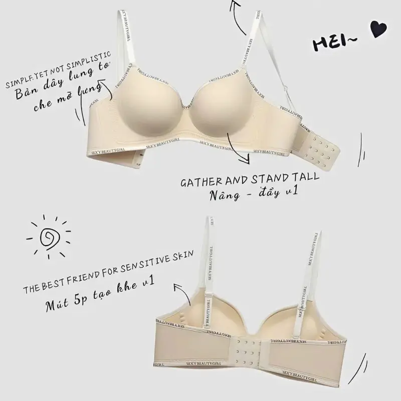 Áo Lót Nữ Su Mút Dày 4-5cm Không Gọng Mềm Mại Thoải Mái Nâng Đẩy Vòng 1 Phối Cotton Tăm Chữ Thoáng Mát Cá Tính[AN502] 5