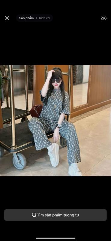 Product Introduction of Sét bộ áo cộc phối quần xuông hoạ tiết hoa freesize 45-58kg mặc 9