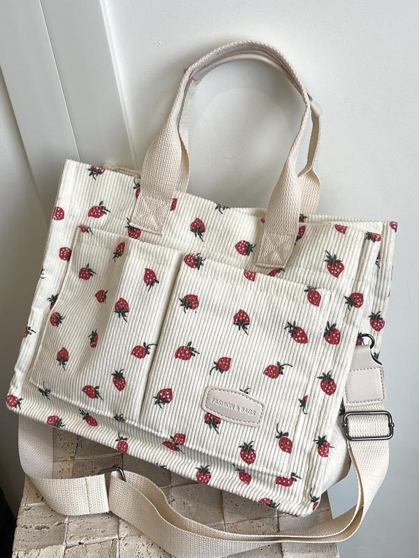 Stylish Ditsy Floral & Polka Dit & Star & Fruit Pattern Tote Bag As Back To School Gift, Tote Bag for Women,  Unique Bags, Tote Bag for School Gifts, Trendy Versatile High-quality Daily Commuting Handbags for Work Office & Daily Used 5