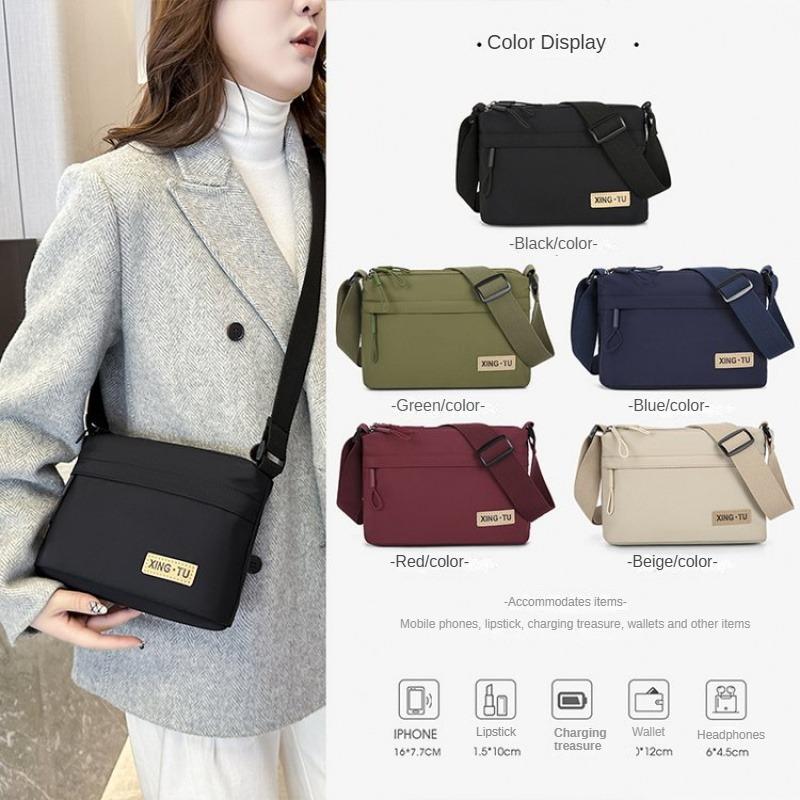 Túi Đeo Chéo Nữ, Màu Trơn Thiết Kế Nhiều Khóa Kéo, Túi Đeo Vai, Dành Cho Bé Gái, Dung Lượng Lớn, túi Messenger