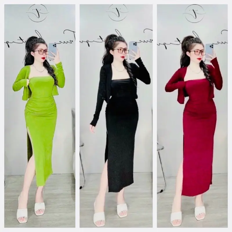 M-100(S,M,L,XL,2XL: MV67(SÉT ĐẦM ỐNG NHÚNG DÁNG DÀI MAXI( BIGSIZE & HOTGIRL) FORM CHUẨN HACK DÁNG XINH