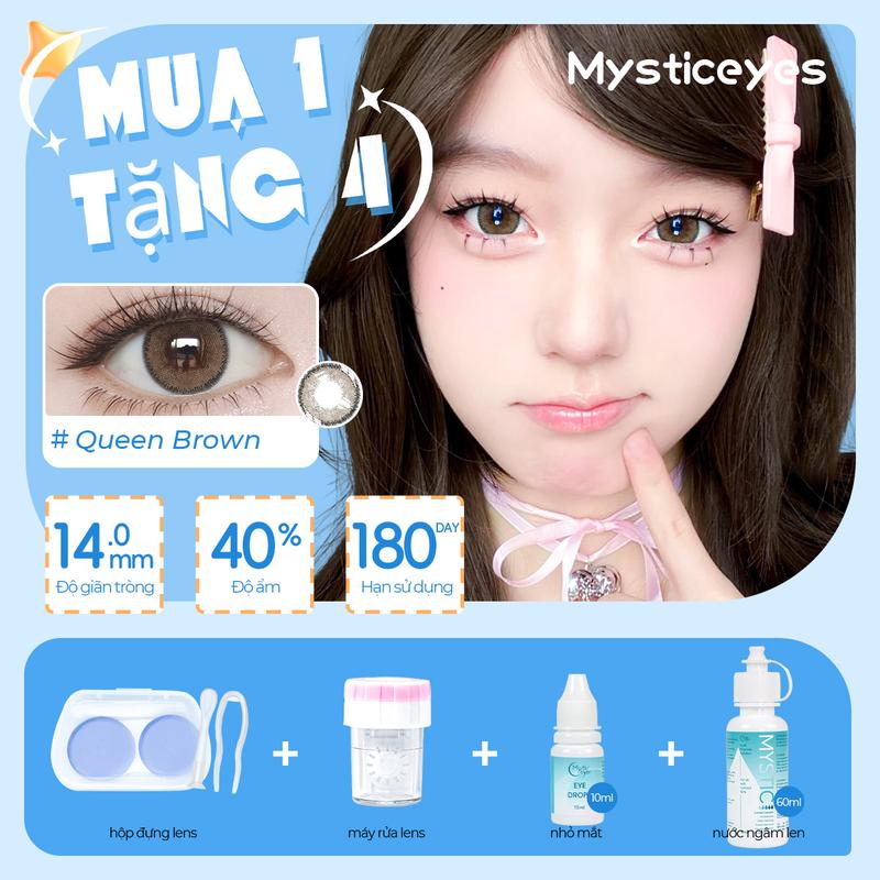 [Mua 1 Tặng 4]MYSTICEYES kính áp tròng 14.0-14.5mm 1 Lens+1 Máy Rửa + 1 Nhỏ Mắt + 60ml Nước Ngâm Len +1 Hộp đựng Lens 6