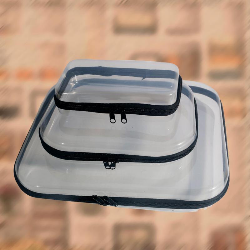 Clear Pvc Zipper Storage Box, 3 Counts/set Portable Waterproof Storage Bag, Plastic Organizer Containers, Multipurpose Storage Case for Pencil Toy Board Game 8