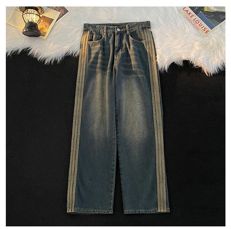 Product Introduction of Quần Dài Denim, Huimo, Phong Cách Mỹ, Đường May Bên Hông Làm Cũ, Khâu Sọc, Kiểu Cleanfit, Dáng Rộng Mùa Thu, Quần Ống Rộng, Dành Cho Nam 3
