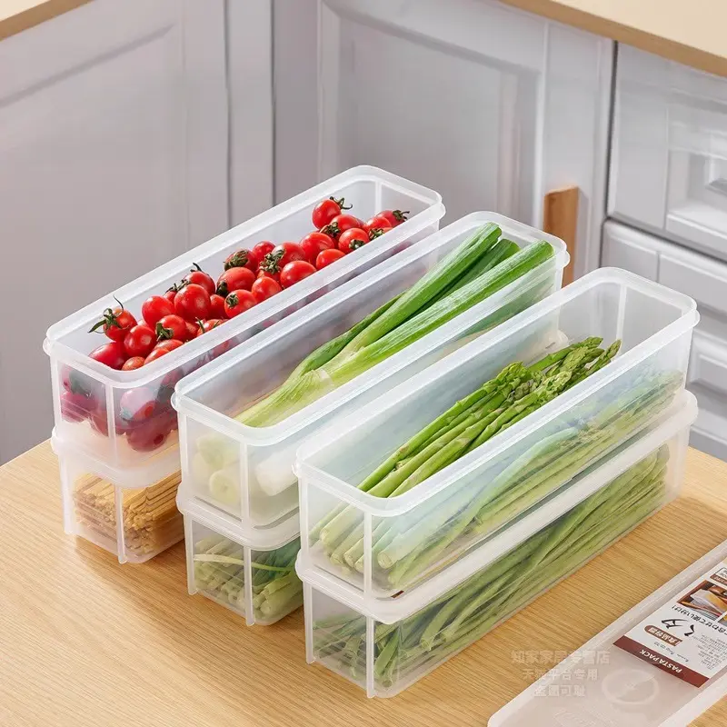 Hộp bảo quản thực phẩm tủ lạnh, 4 hộp, Thích hợp cho các loại thực phẩm như hành tây, tỏi và các loại rau khác, cũng thích hợp cho mì ống, trứng, có thể được sử dụng trong tủ lạnh, bảo quản thực phẩm, hộp bảo quản rau và trái cây, làm bằng nhựa 1