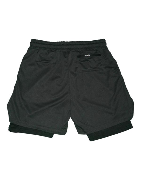 Men's 2 In 1 Spider Print Drawstring Waist Sports Shorts, Casual Regular Fit Pocket Track Shorts for Summer, Gym Shorts, Sport & Outdoor Clothing For Gym Workout Running 5