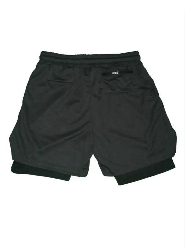Men's 2 In 1 Spider Print Drawstring Waist Sports Shorts, Casual Regular Fit Pocket Track Shorts for Summer, Gym Shorts, Sport & Outdoor Clothing For Gym Workout Running 5