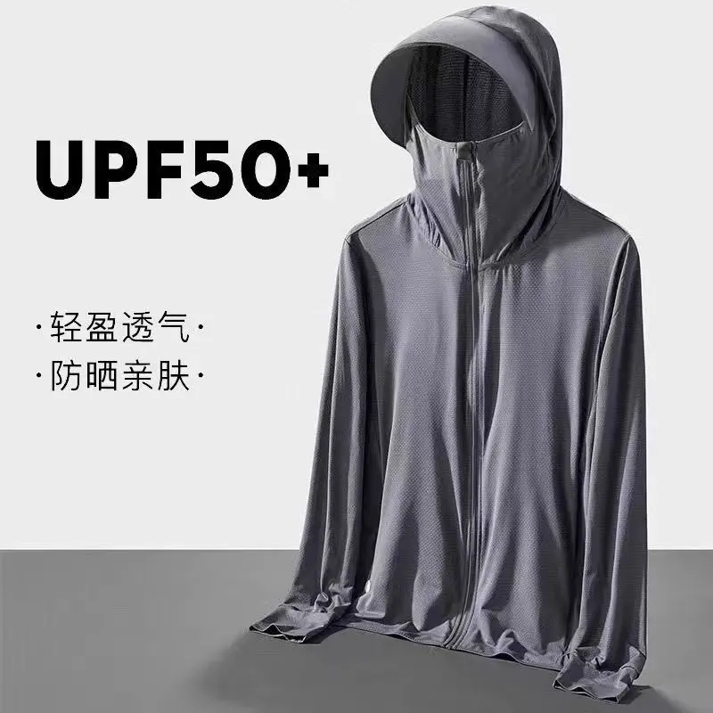 Áo Khoác Chống Nắng Lụa Lạnh Ngoài Trời, Dành Cho Nam Giới, UPF50 +, Chống Tia UV, Nhẹ Và Thoáng Khí, Thích Hợp Để Câu Cá, Chống Nắng, Chống Nắng, Chống Nắng, Hoàn Toàn Che Nắng