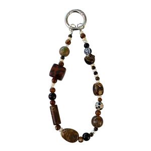 Reka Bentuk Persegi Kulit Kura-kura, Warna Ambar Vintaj, dengan Tali Penyangkut, Manik Buatan Tangan mewah, Loket Kamera, Tali Anti-Rugi, Rantai Kunci, Aksesori Beg Fon Kepala, Sesuai untuk Wanita, dengan Cangkuk Kunci Charms Phone beaded  keychain