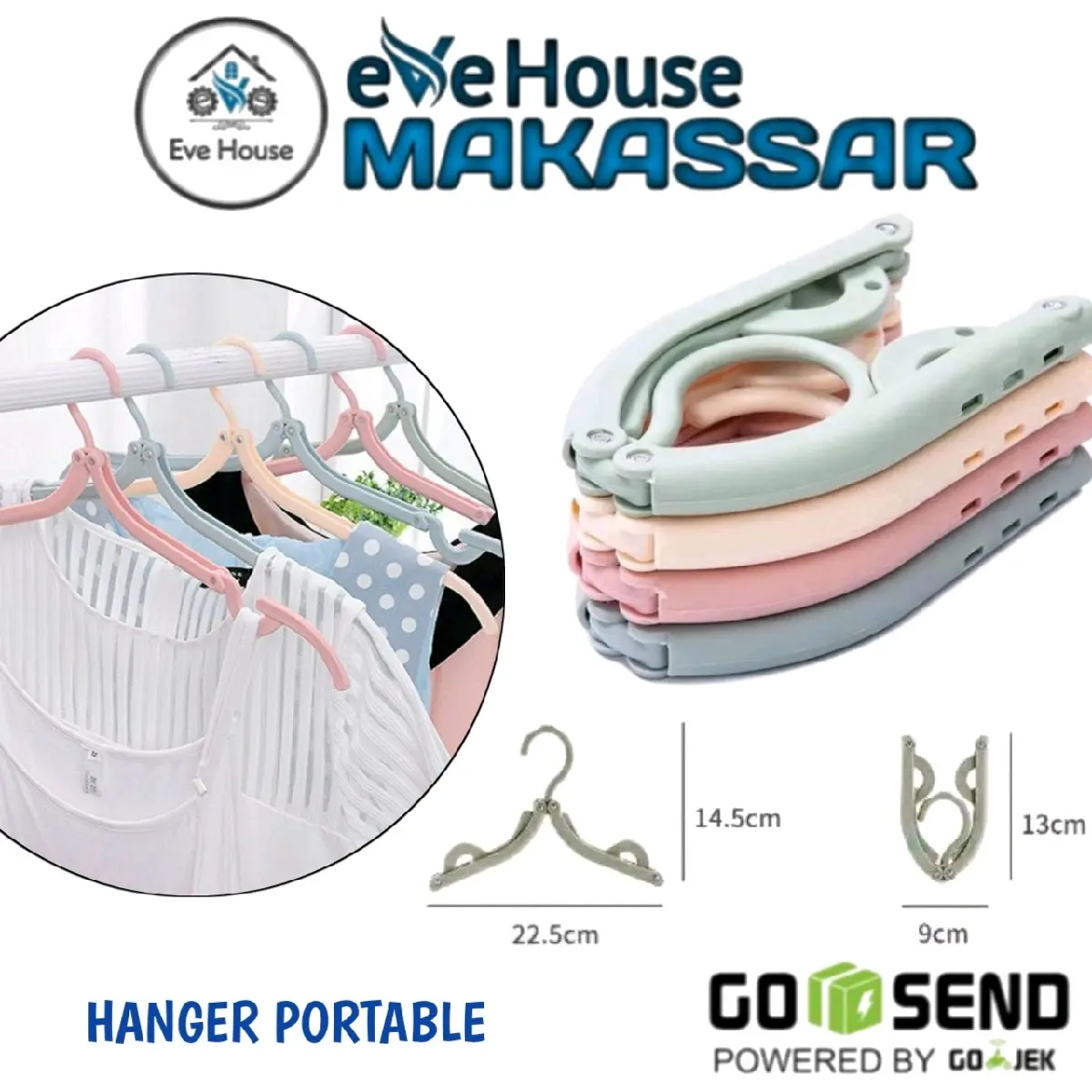 Makassar V503 Hanger baju portable gantungan pakaian jemuran lipat travel
