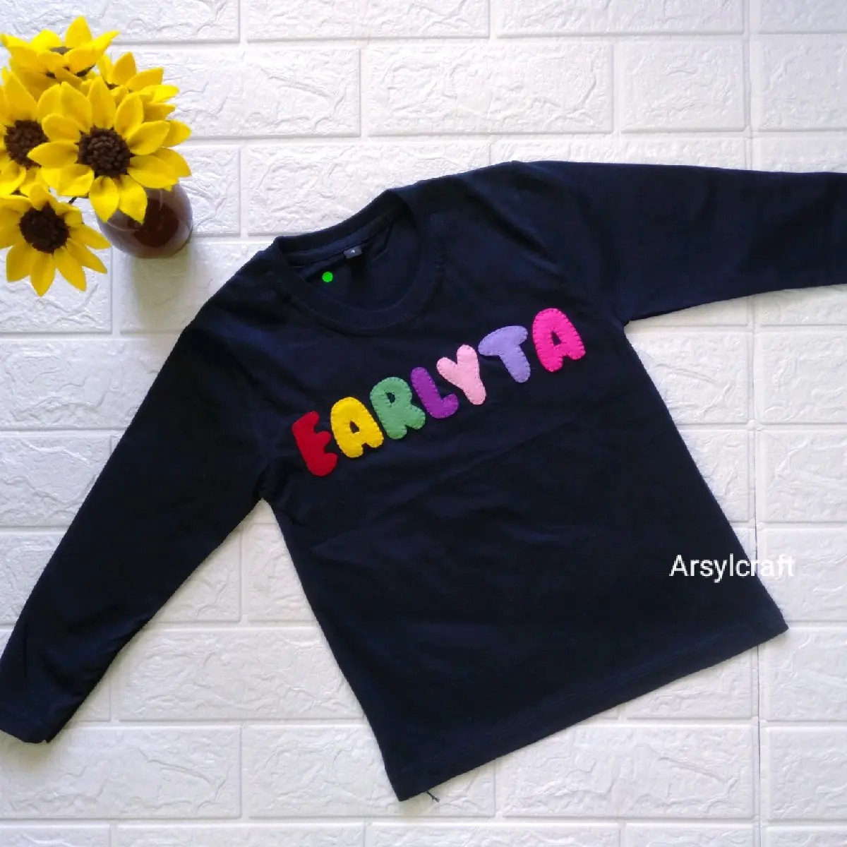 kaos anak free nama sendiri bahan Katun untuk laki-laki dan perempuan usia 0-13 tahun lengan panjang bahan adem
