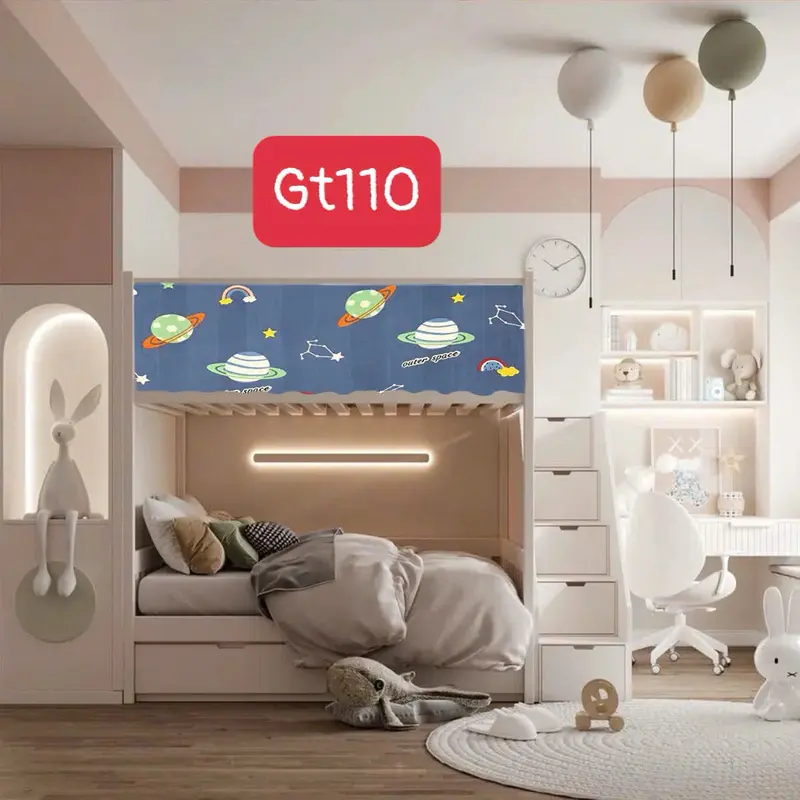 [có size 3m] Rèm che gác lửng, rèm DÁN KÈM GAI DÁN lan can gác trọ vải poly 2