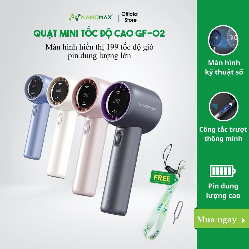 Quạt Turbo Mini NANOMAX GF02 Màn Hình Kỹ Thuật Số Động Cơ Không Chổi Than Tốc Độ Gió Cao Pin Dung Lượng Lớn Fan QuạT